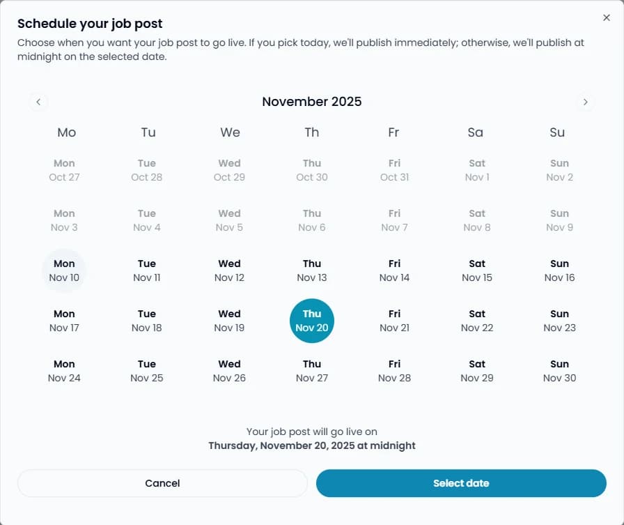 Job post scheduling and analytics